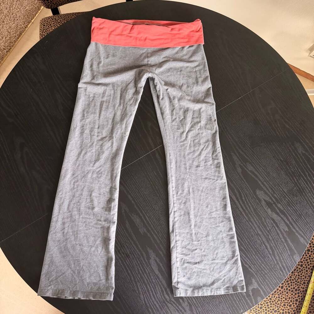 Aerie Fold Over Yoga Pants Gray Pink Size Large Flares